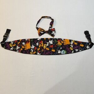 Vintage Disney Mickey Mouse Silk Cummerbund Bow Tie Set Musical Saxophone USA